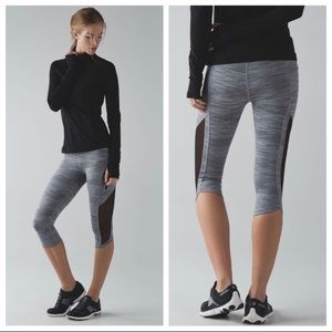 Lululemon Sun Runner Crop Space Dye Camo Seal Grey Deep Coal Black Size 8